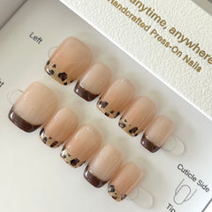 Cat Eye Leopard Frenchie Press On Nails
