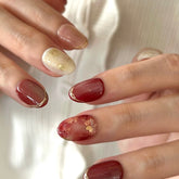 Gilded Red Rose Press On Nails