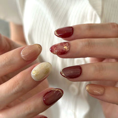 Gilded Red Rose Press On Nails