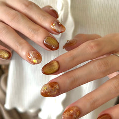 Caramel Honey Drip Press On Nails