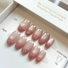Blushing Peach Cat Eye Ombre Press On Nails