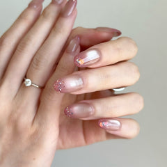 Blushing Peach Cat Eye Ombre Press On Nails