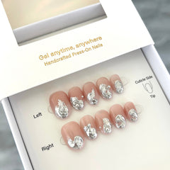 Liquid Silver, Flowing Metal Press On Nails