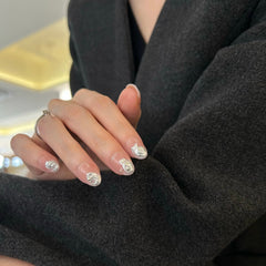 Liquid Silver, Flowing Metal Press On Nails