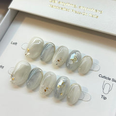 Gray-Blue Misty Morning Press On Nails