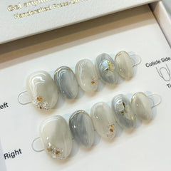 Gray-Blue Misty Morning Press On Nails