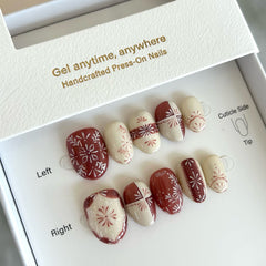 Vintage Red & Japanese Tiles Press On Nails