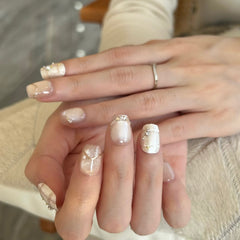 Fine Stripes & Quiet Space Press On Nails