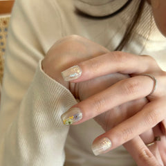 Hand-Tinted Dried Florals in a Glasshouse Press On Nails