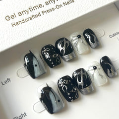 Metallic Chrome Ribbon Press On Nails