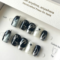 Metallic Chrome Ribbon Press On Nails