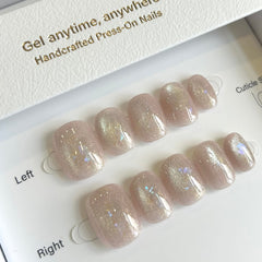 Crushed Ice Crystal Press On Nails