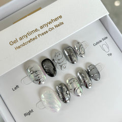 Mirror Metallic Line Press On Nails