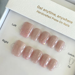Peach Heart River, Shimmering Cat Eye Press On Nails