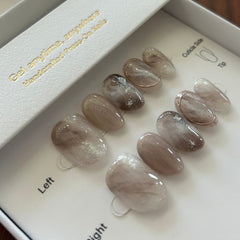 Elegant Gray-Brown Marble Press On Nails