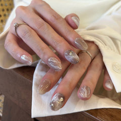 Elegant Gray-Brown Marble Press On Nails