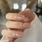 Peach Heart River, Shimmering Cat Eye Press On Nails