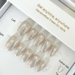 Freshwater Pearl Cat Eye Press On Nails