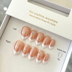 Moonlight Frenchie with Ribbon Press On Nails