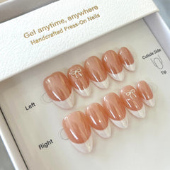 Moonlight Frenchie with Ribbon Press On Nails