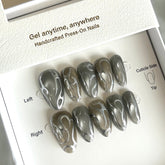 Metallic Gray Crystal Press On Nails