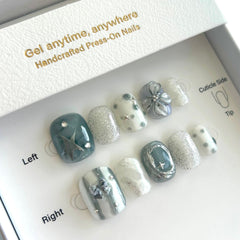 Blue-Gray Bubble Dream Press On Nails