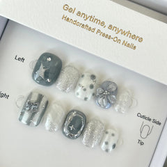 Blue-Gray Bubble Dream Press On Nails
