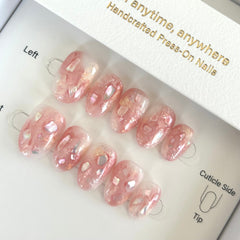 Rose Marbled Shell Press On Nails