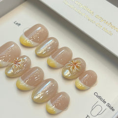 Summer Plumeria Frenchie Press On Nails