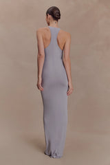 Alessandra Slinky Ruffle Maxi Dress - Grey