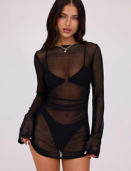 ALAYNA THREE PIECE MINI DRESS - BLACK