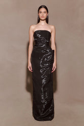 Calliope Strapless Organza Maxi Dress - Black