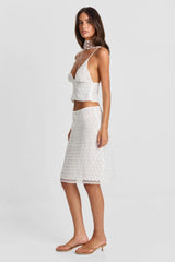 Minnie Midi Skirt White