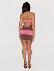 EOS MINI DRESS - ESPRESSO AND ROSE