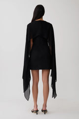 Triana Chiffon Overlay Mini Dress - Black