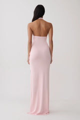 Cindylou Halter Knit Maxi Dress - Baby Pink