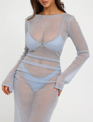 ALAYNA THREE PIECE MAXI DRESS - BLUE : PALE BLUE