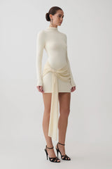 Grayson Knit Chiffon Mini Dress - Buttercream