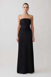 Serena Strapless Taffeta Maxi Dress - Black