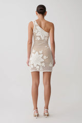 Barker Hand Crochet Knit Mini Dress - White