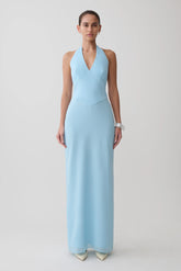 Valentina Chiffon Halter Maxi Dress - Pale Blue