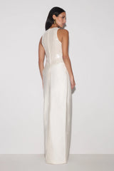 Addison Sequin & Satin Maxi Dress - White
