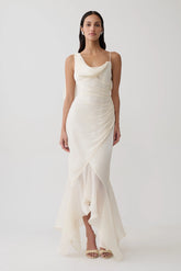 Edith Draped Maxi Dress - Ivory