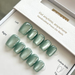 Jade Green Cat Eye Press On Nails
