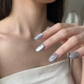 Icy Light Blue Cat Eye Press On Nails