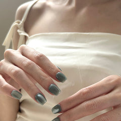 Jade Green Cat Eye Press On Nails