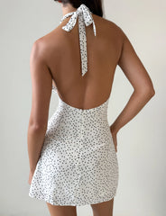 DYLAN HALTER MINI DRESS - WHITE POLKA