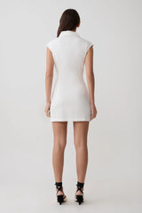 Sheriden Collared Mini Denim Dress - White