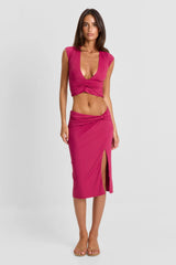 Arielle Midi Skirt Berry