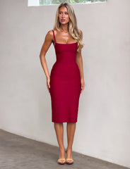 MIDORI BANDAGE MIDI DRESS - CHERRY